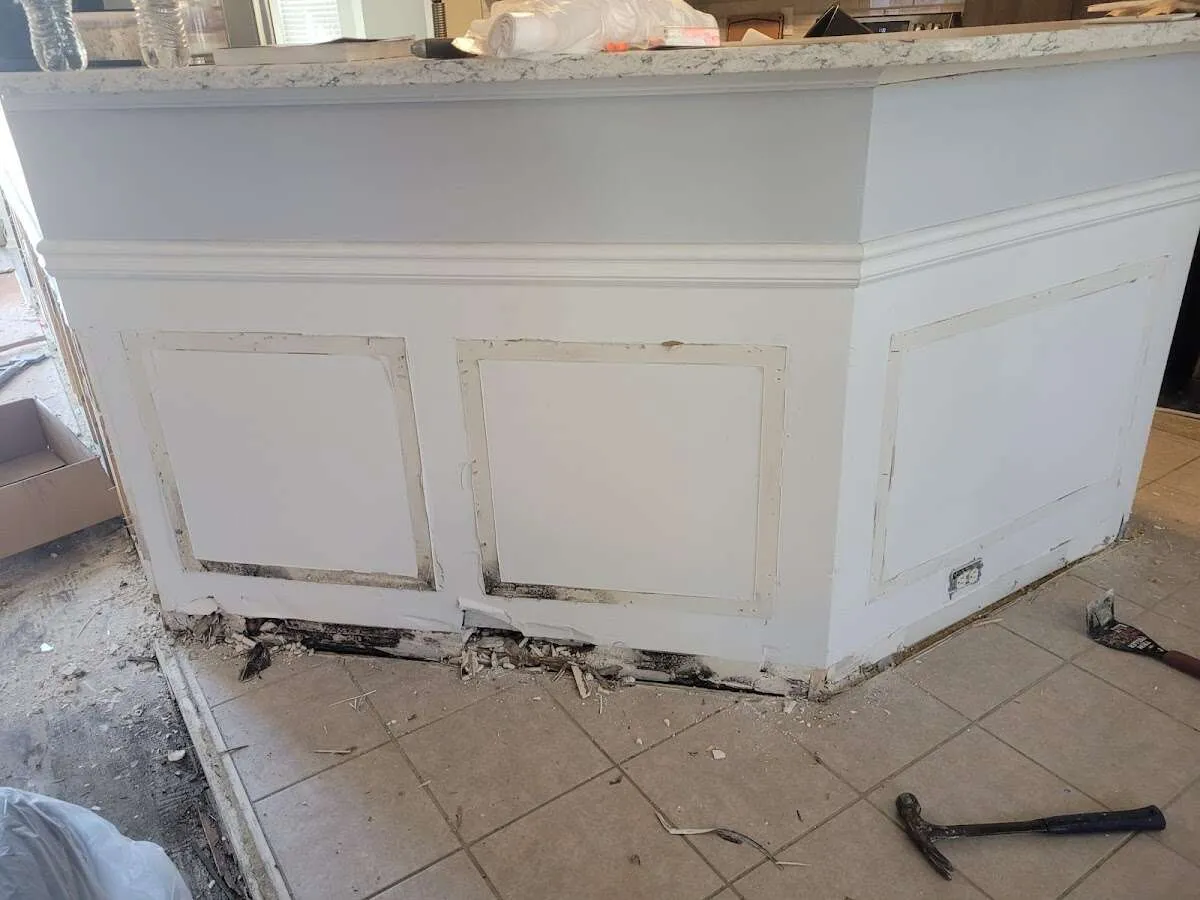 Water damage and mold on kitchen during Storm Damage Restoration in San Pablo